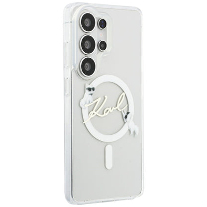 Funda MagSafe para Samsung Galaxy S26 Ultra S948, Karl Lagerfeld, IML Choupette Karl Script Logo, Blanca