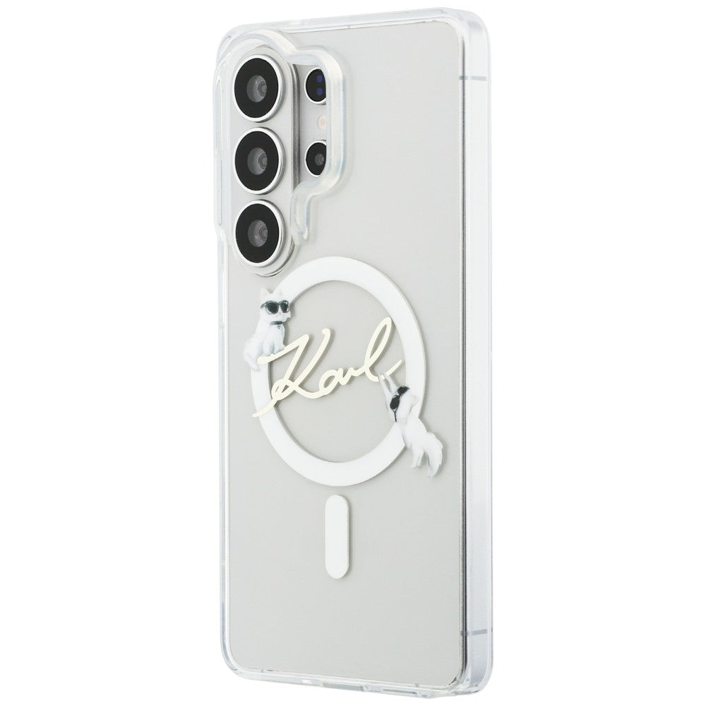 Funda MagSafe para Samsung Galaxy S26 Ultra S948, Karl Lagerfeld, IML Choupette Karl Script Logo, Blanca