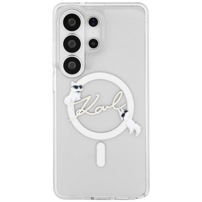 Funda MagSafe para Samsung Galaxy S26 Ultra S948, Karl Lagerfeld, IML Choupette Karl Script Logo, Blanca