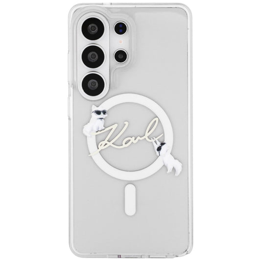 Funda MagSafe para Samsung Galaxy S26 Ultra S948, Karl Lagerfeld, IML Choupette Karl Script Logo, Blanca
