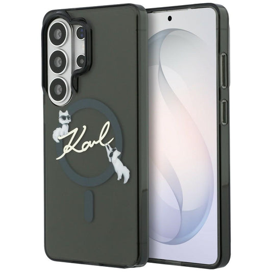 Funda MagSafe para Samsung Galaxy S26 Ultra S948, Karl Lagerfeld, IML Choupette Karl Script Logo, Negra