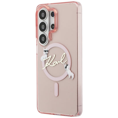 Funda MagSafe para Samsung Galaxy S26 Ultra S948, Karl Lagerfeld, IML Choupette Karl Script Logo, Rosa