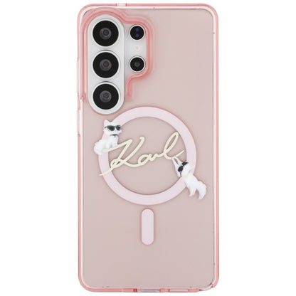 Funda MagSafe para Samsung Galaxy S26 Ultra S948, Karl Lagerfeld, IML Choupette Karl Script Logo, Rosa