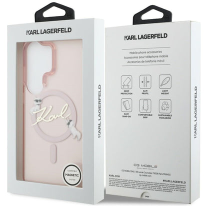 Funda MagSafe para Samsung Galaxy S26 Ultra S948, Karl Lagerfeld, IML Choupette Karl Script Logo, Rosa