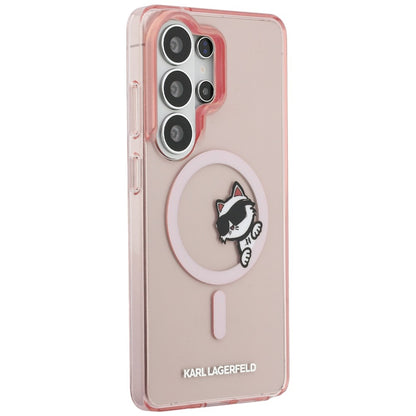 Funda MagSafe para Samsung Galaxy S26 Ultra S948, Karl Lagerfeld, IML Choupette Peekaboo Logo, Rosa