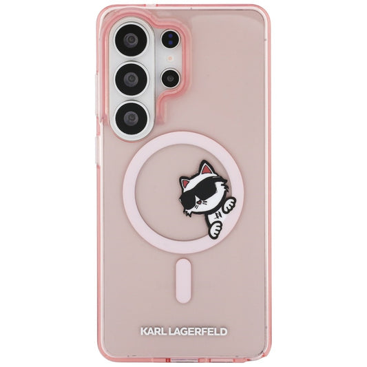 Funda MagSafe para Samsung Galaxy S26 Ultra S948, Karl Lagerfeld, IML Choupette Peekaboo Logo, Rosa