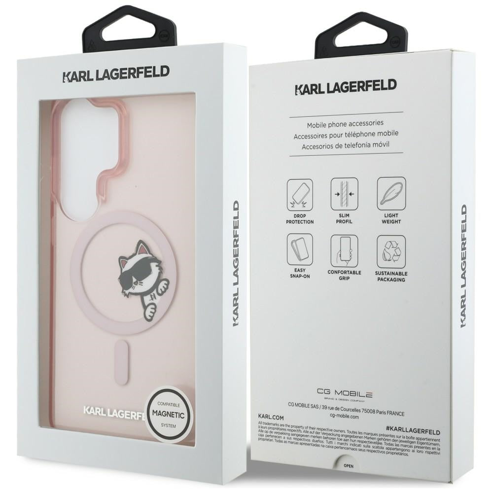 Funda MagSafe para Samsung Galaxy S26 Ultra S948, Karl Lagerfeld, IML Choupette Peekaboo Logo, Rosa