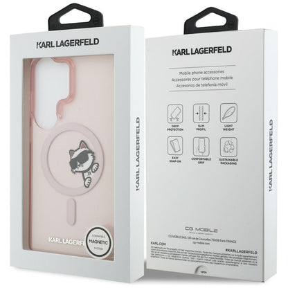 Funda MagSafe para Samsung Galaxy S26 Ultra S948, Karl Lagerfeld, IML Choupette Peekaboo Logo, Rosa