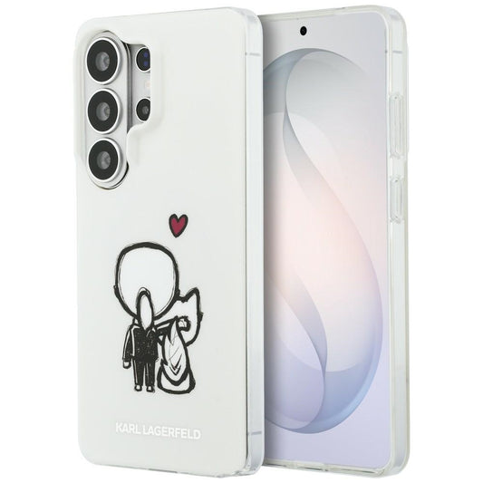 Funda MagSafe para Samsung Galaxy S26 Ultra S948, Karl Lagerfeld, IML Karl & Choupette Back Logo, Blanca