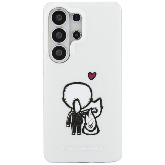 Funda MagSafe para Samsung Galaxy S26 Ultra S948, Karl Lagerfeld, IML Karl & Choupette Back Logo, Blanca