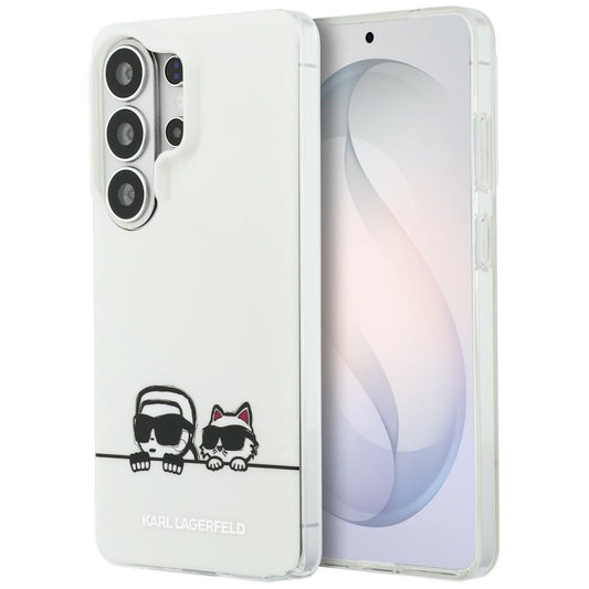 Funda MagSafe para Samsung Galaxy S26 Ultra S948, Karl Lagerfeld, IML Karl & Choupette Peekaboo Logo, Blanca.