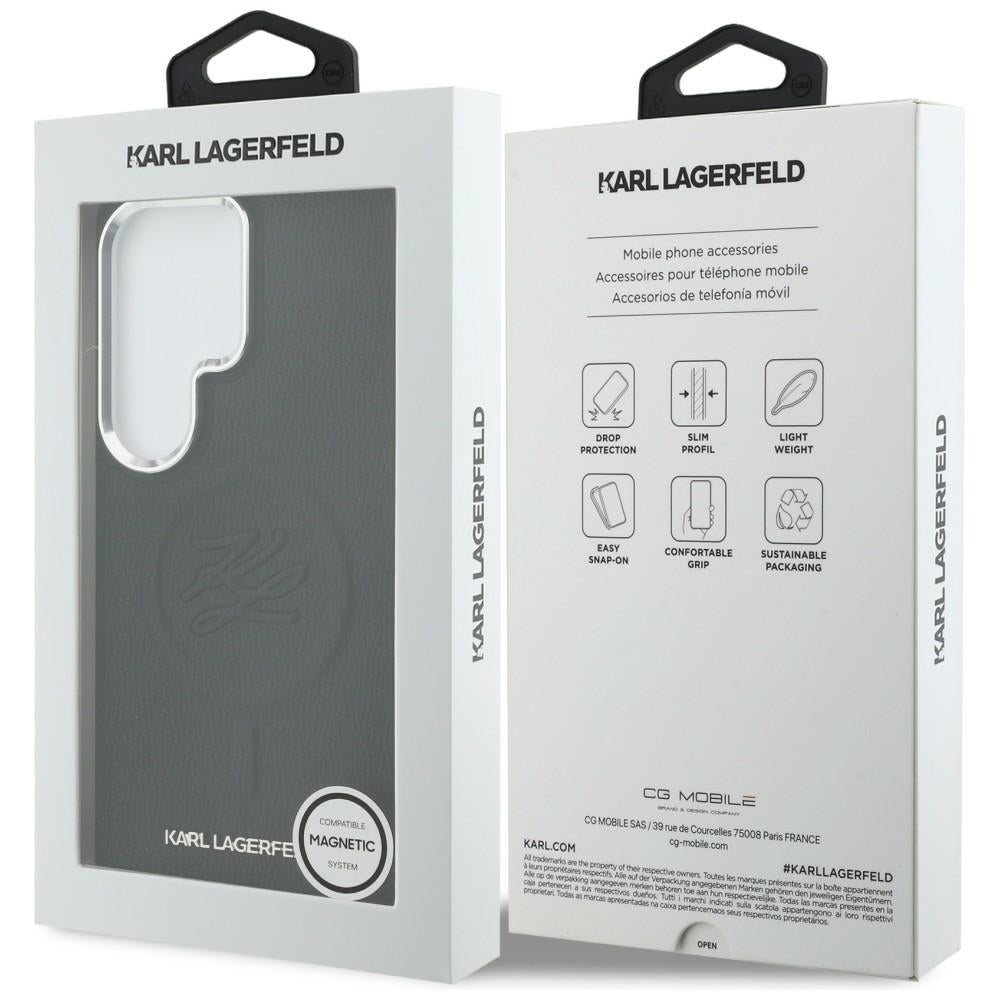 Funda MagSafe para Samsung Galaxy S26 Ultra S948, Karl Lagerfeld, Initial Logo Debossed, Negra