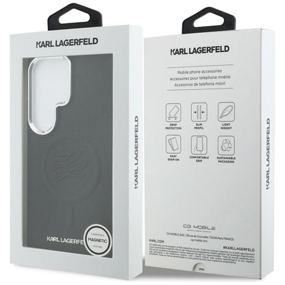 Funda MagSafe para Samsung Galaxy S26 Ultra S948, Karl Lagerfeld, Initial Logo Debossed, Negra
