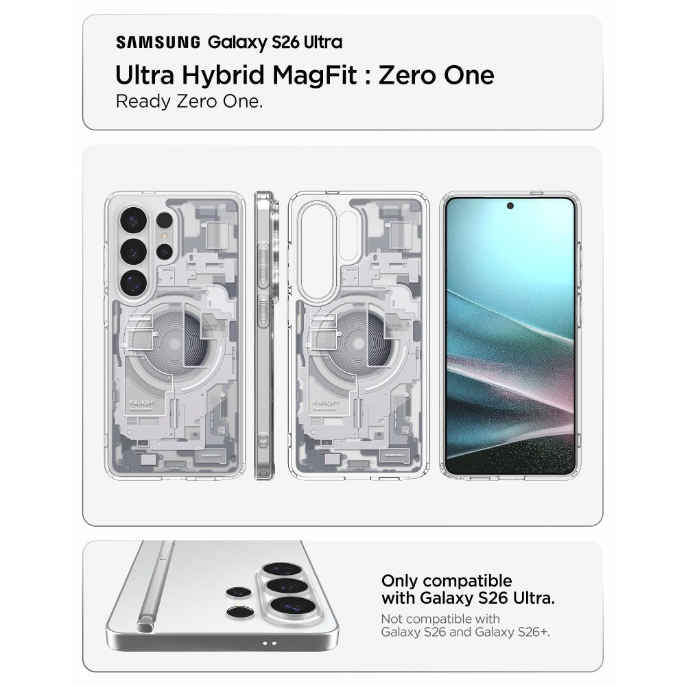 Funda MagSafe para Samsung Galaxy S26 Ultra S948, Spigen, Ultra Hybrid Zero One, Blanca ACS10683