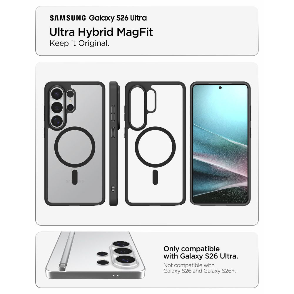 Funda MagSafe para Samsung Galaxy S26 Ultra S948, Spigen, Ultra Hybrid, Negra Mate ACS10680
