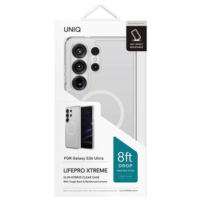 Funda MagSafe para Samsung Galaxy S26 Ultra S948, UNIQ, LifePro Xtreme MagClick, Transparente