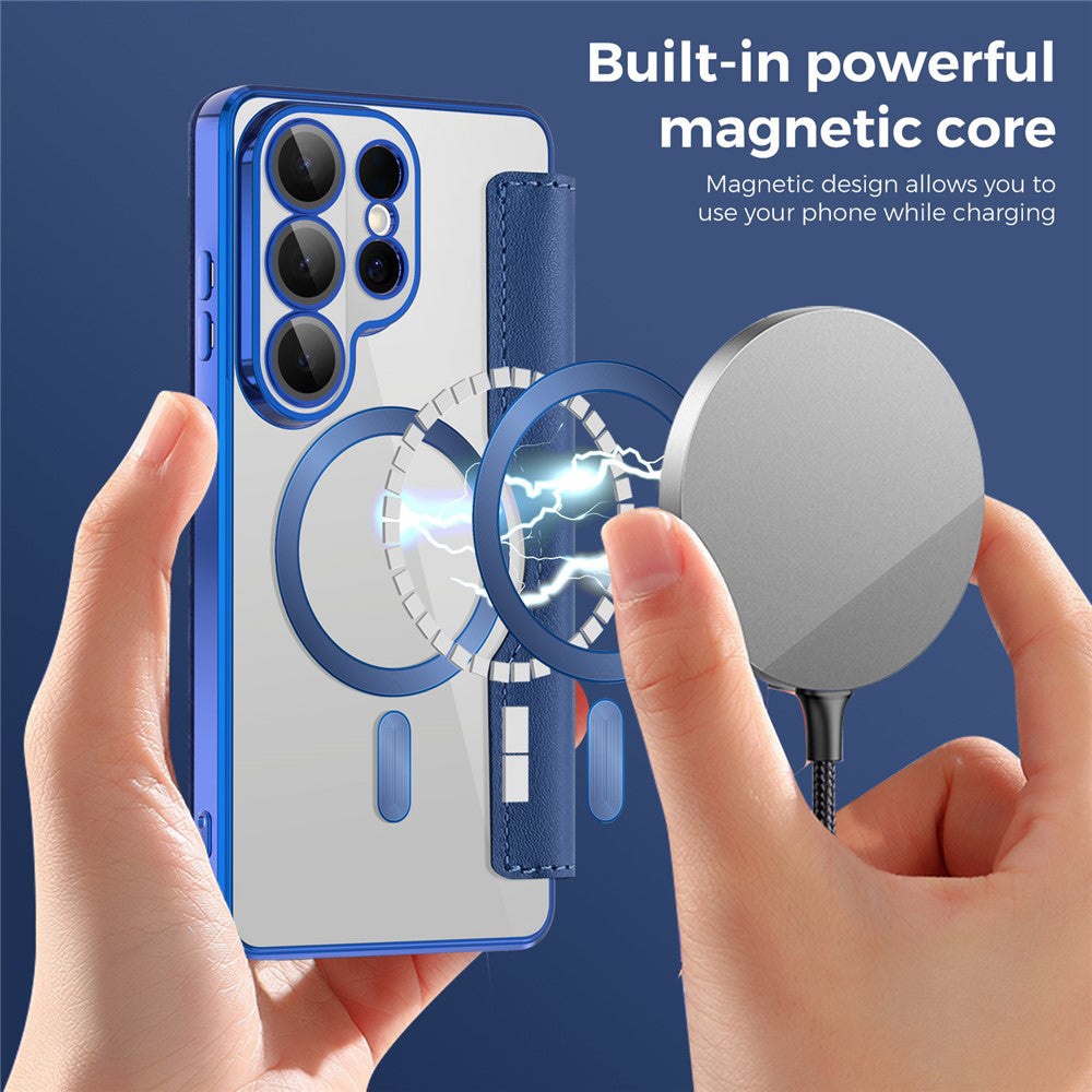 Funda MagSafe para Samsung Galaxy S26 Ultra, Techsuit, SmartMag Book, Azul