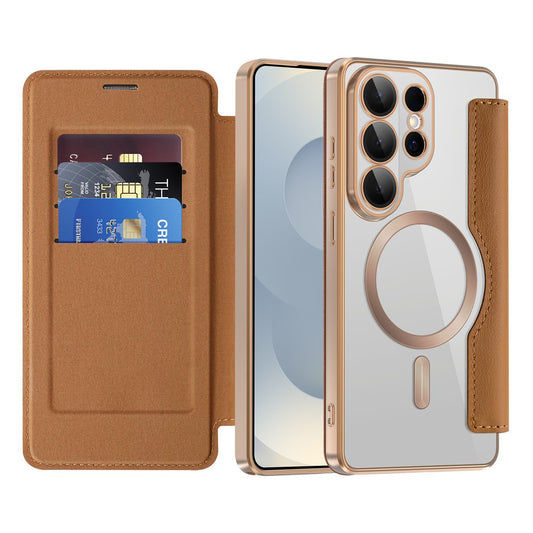 Funda MagSafe para Samsung Galaxy S26 Ultra, Techsuit, SmartMag Book, Marrón