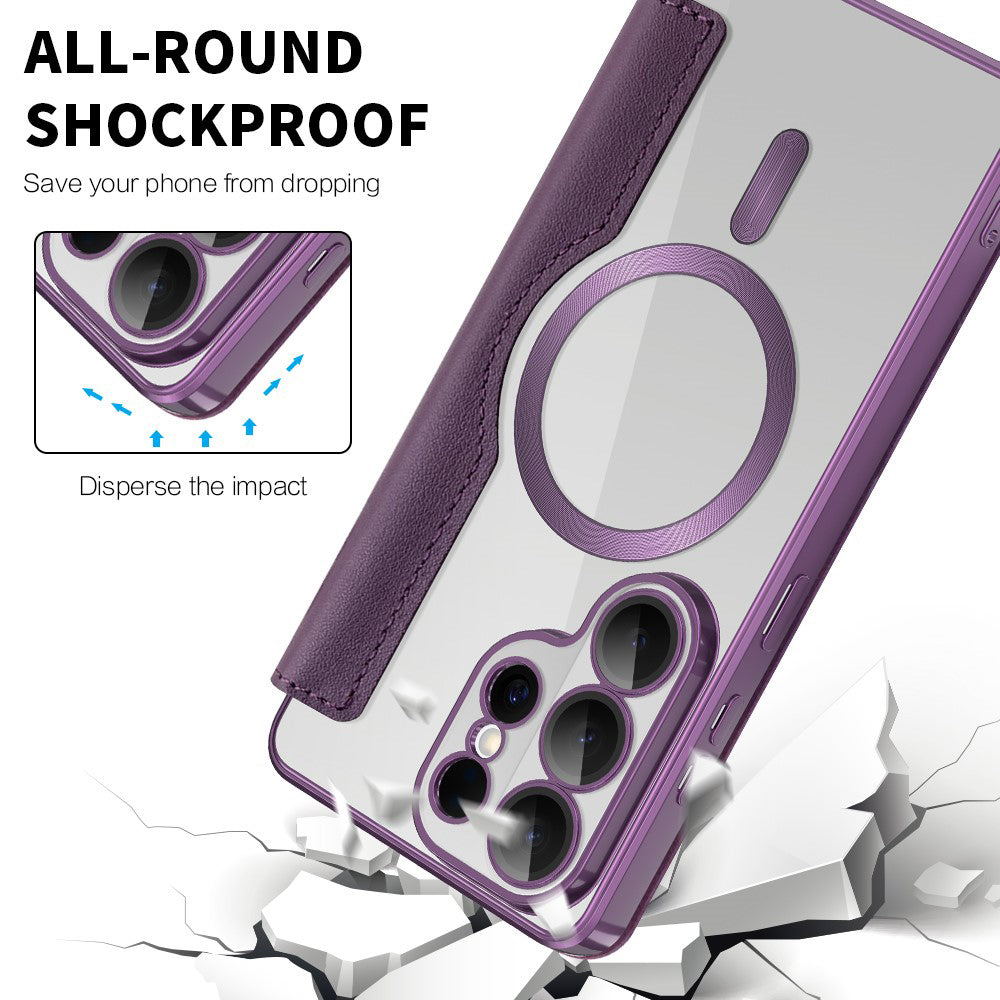 Funda MagSafe para Samsung Galaxy S26 Ultra, Techsuit, SmartMag Book, Morado