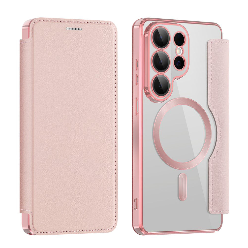 Funda MagSafe para Samsung Galaxy S26 Ultra, Techsuit, SmartMag Book, Rosa