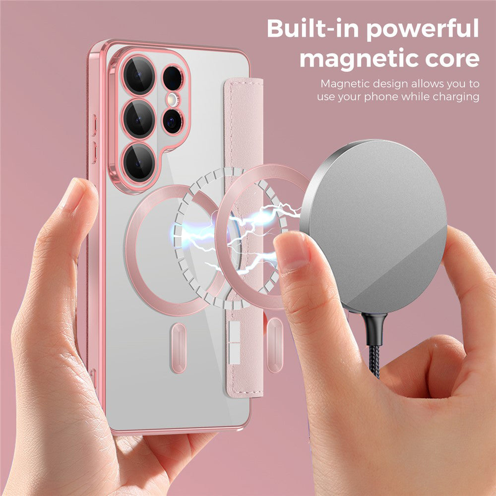 Funda MagSafe para Samsung Galaxy S26 Ultra, Techsuit, SmartMag Book, Rosa