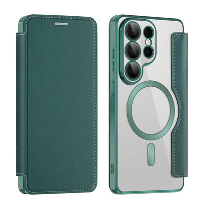Funda MagSafe para Samsung Galaxy S26 Ultra, Techsuit, SmartMag Book, Verde