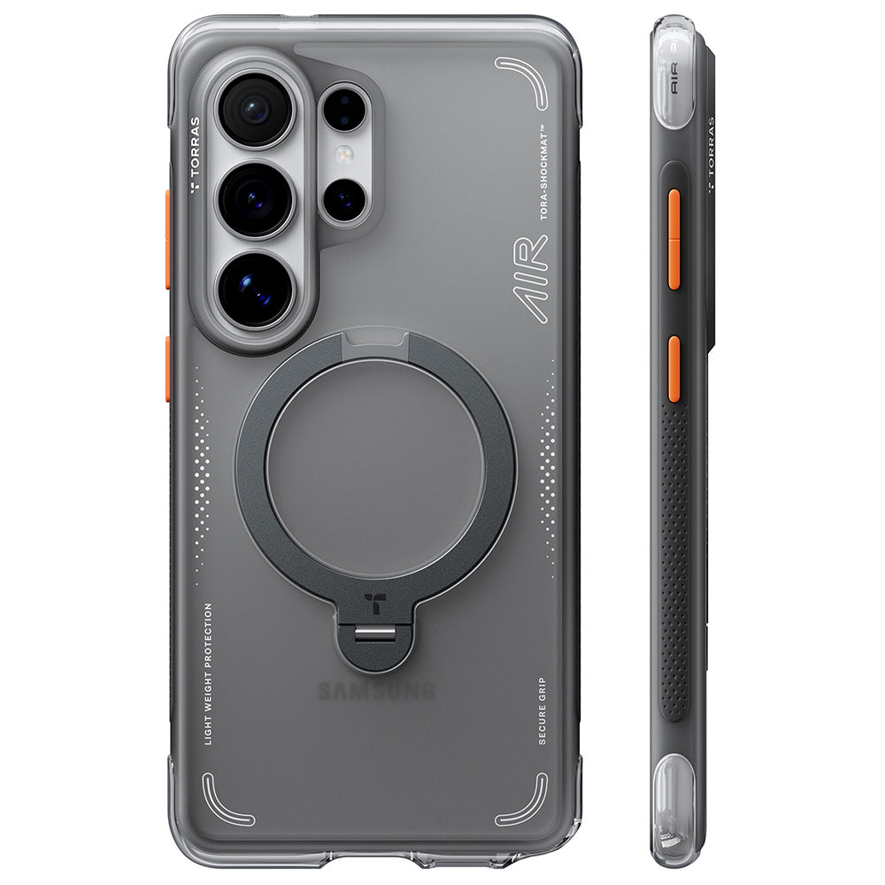 Funda MagSafe para Samsung Galaxy S26 Ultra, Torras, Ostand Spin Air, Gris