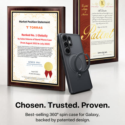 Funda MagSafe para Samsung Galaxy S26 Ultra, Torras, Ostand Spin, Negra