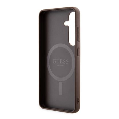 Funda MagSafe para Samsung Galaxy Z Flip7 F766, Guess, Colección 4G, Marrón