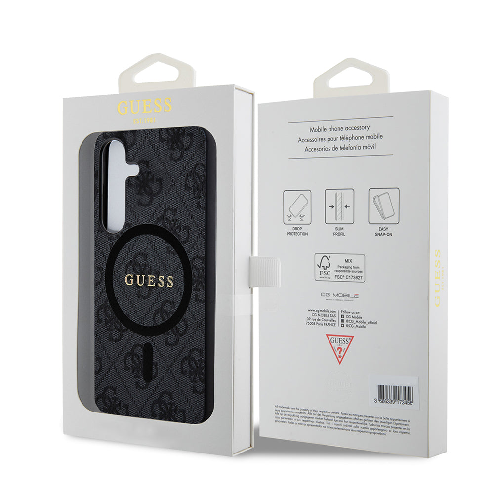 Funda MagSafe para Samsung Galaxy Z Flip7 F766, Guess, Colección 4G, Negra