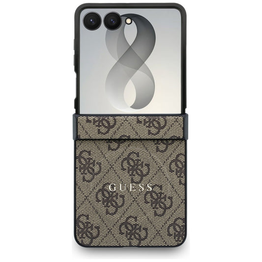 Funda MagSafe para Samsung Galaxy Z Flip8 F776, Guess, 4G Leather Classic, Marrón