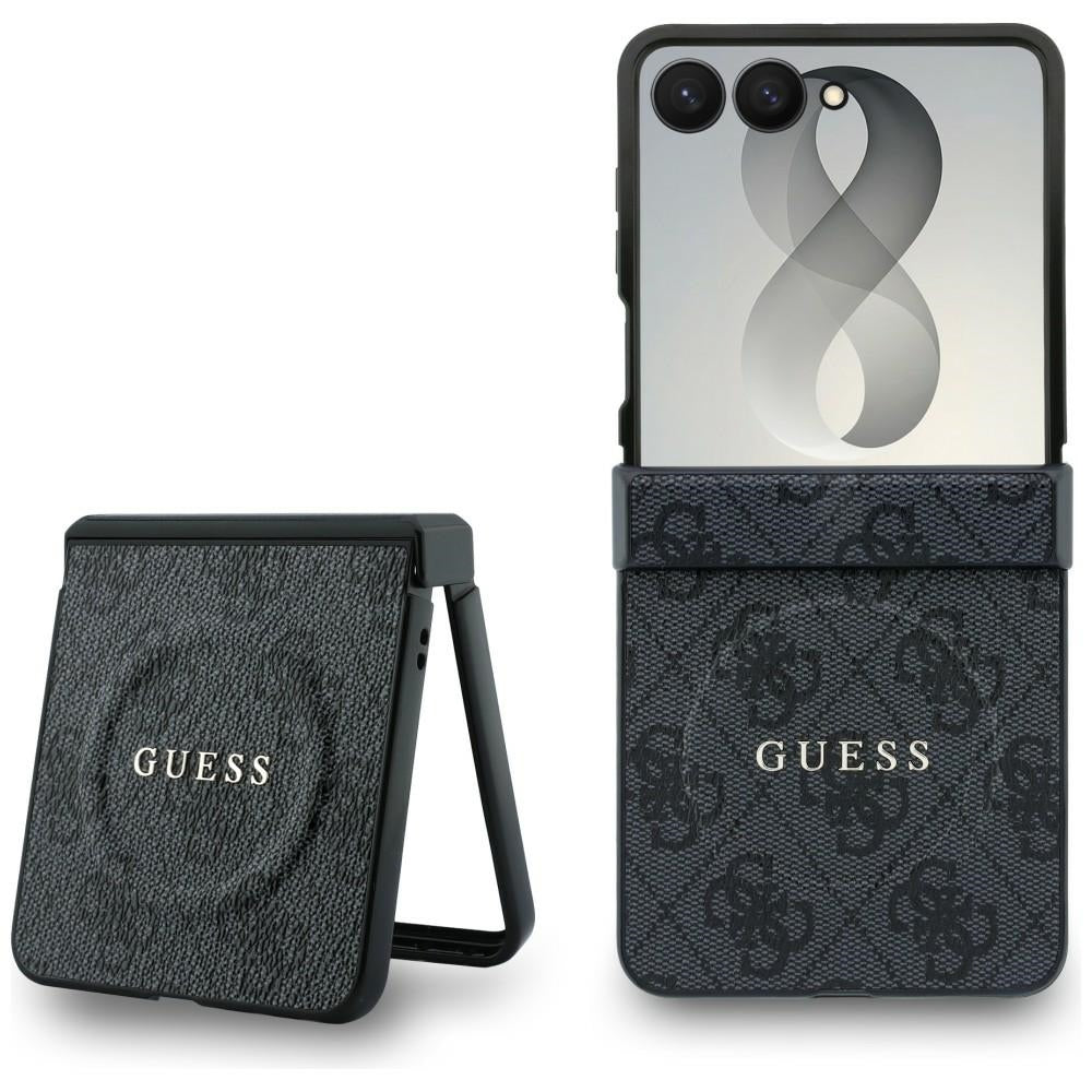 Funda MagSafe para Samsung Galaxy Z Flip8 F776, Guess, 4G Leather Classic, Negra