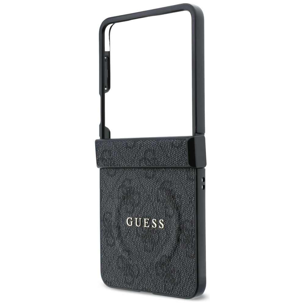Funda MagSafe para Samsung Galaxy Z Flip8 F776, Guess, 4G Leather Classic, Negra