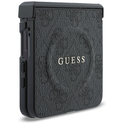 Funda MagSafe para Samsung Galaxy Z Flip8 F776, Guess, 4G Leather Classic, Negra