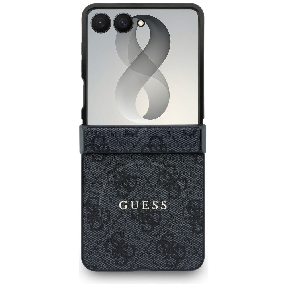 Funda MagSafe para Samsung Galaxy Z Flip8 F776, Guess, 4G Leather Classic, Negra