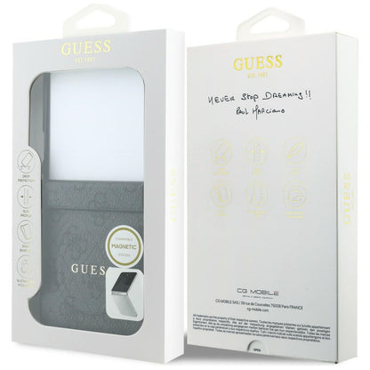Funda MagSafe para Samsung Galaxy Z Flip8 F776, Guess, 4G Leather Classic, Negra