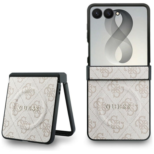 Funda MagSafe para Samsung Galaxy Z Flip8 F776, Guess, 4G Leather Classic, Rosa