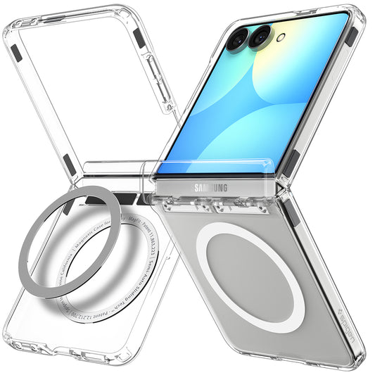 Funda MagSafe para Samsung Galaxy Z Flip8 F776, Spigen, Ultra Hybrid Pro, Transparente Blanca ACS11524