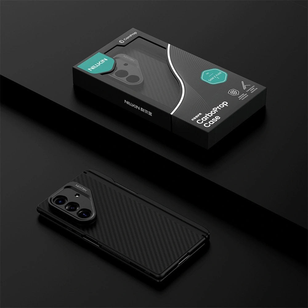 Funda MagSafe para Samsung Galaxy Z Fold7 F966, Nillkin, CarboProp con recorte para cámara y soporte para S-Pen, Negra
