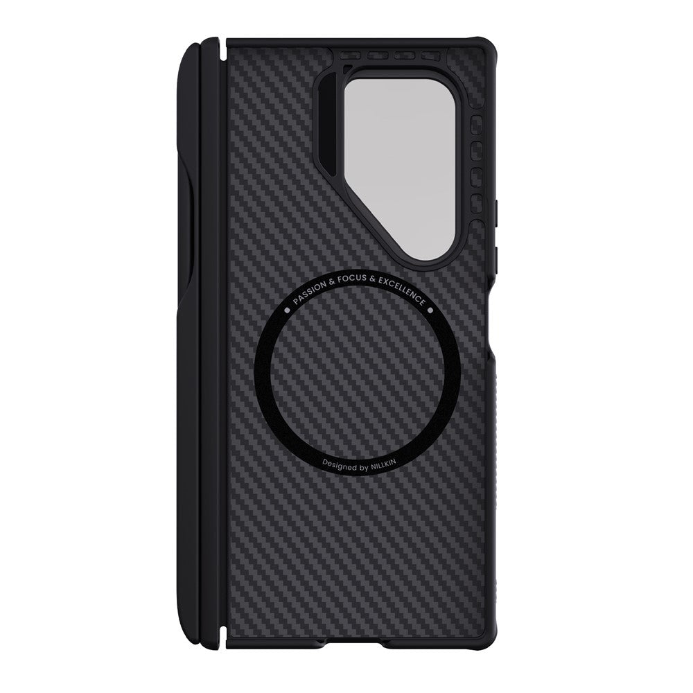 MagSafe Case for Samsung Galaxy Z Fold7 F966, Nillkin, CarboProp with Transparent Black Lens Cover and S-Pen Holder, Black