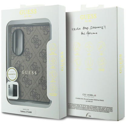 Funda MagSafe para Samsung Galaxy Z Fold8 F971, Guess, 4G Leather Classic, Marrón