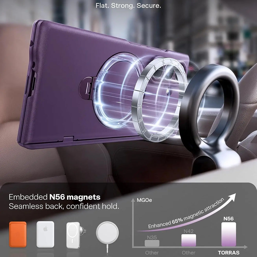 Funda MagSafe para Samsung Galaxy Z Fold8 Ultra F976, Torras, Ostand Q3 Spin, Morado
