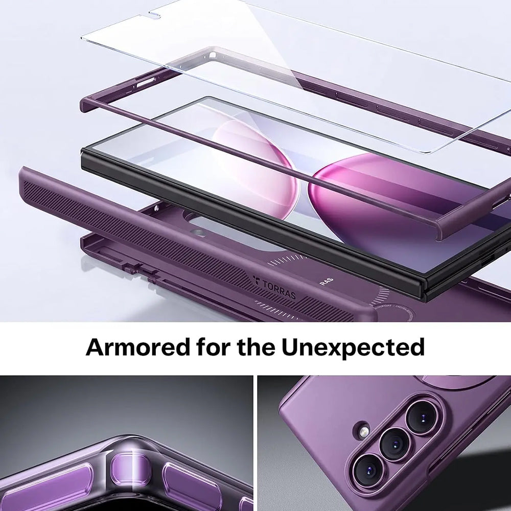 Funda MagSafe para Samsung Galaxy Z Fold8 Ultra F976, Torras, Ostand Q3 Spin, Morado