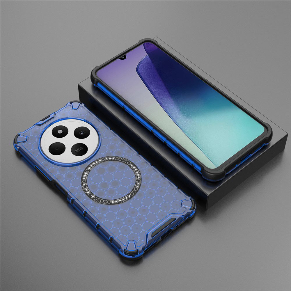 Funda MagSafe para Xiaomi Poco C75 / Redmi 14C, Techsuit, HoneyComb Shield, Azul