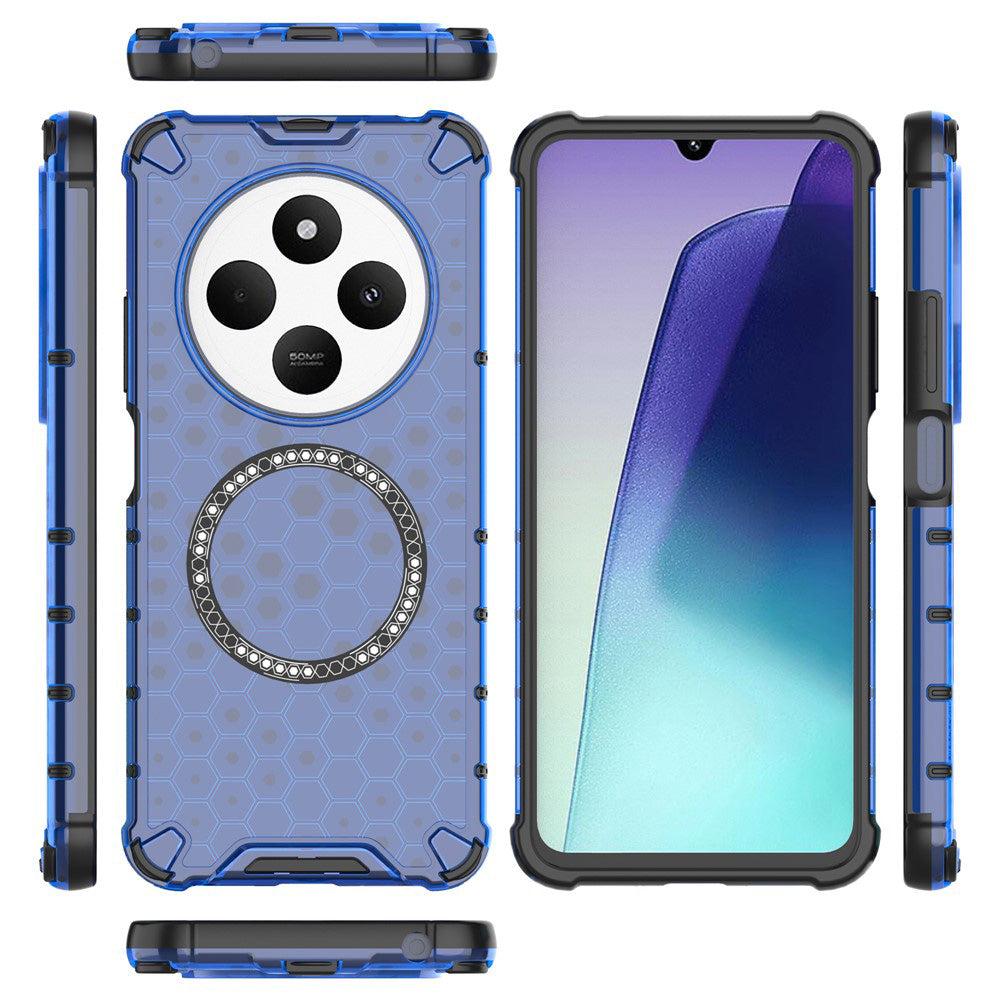Funda MagSafe para Xiaomi Poco C75 / Redmi 14C, Techsuit, HoneyComb Shield, Azul