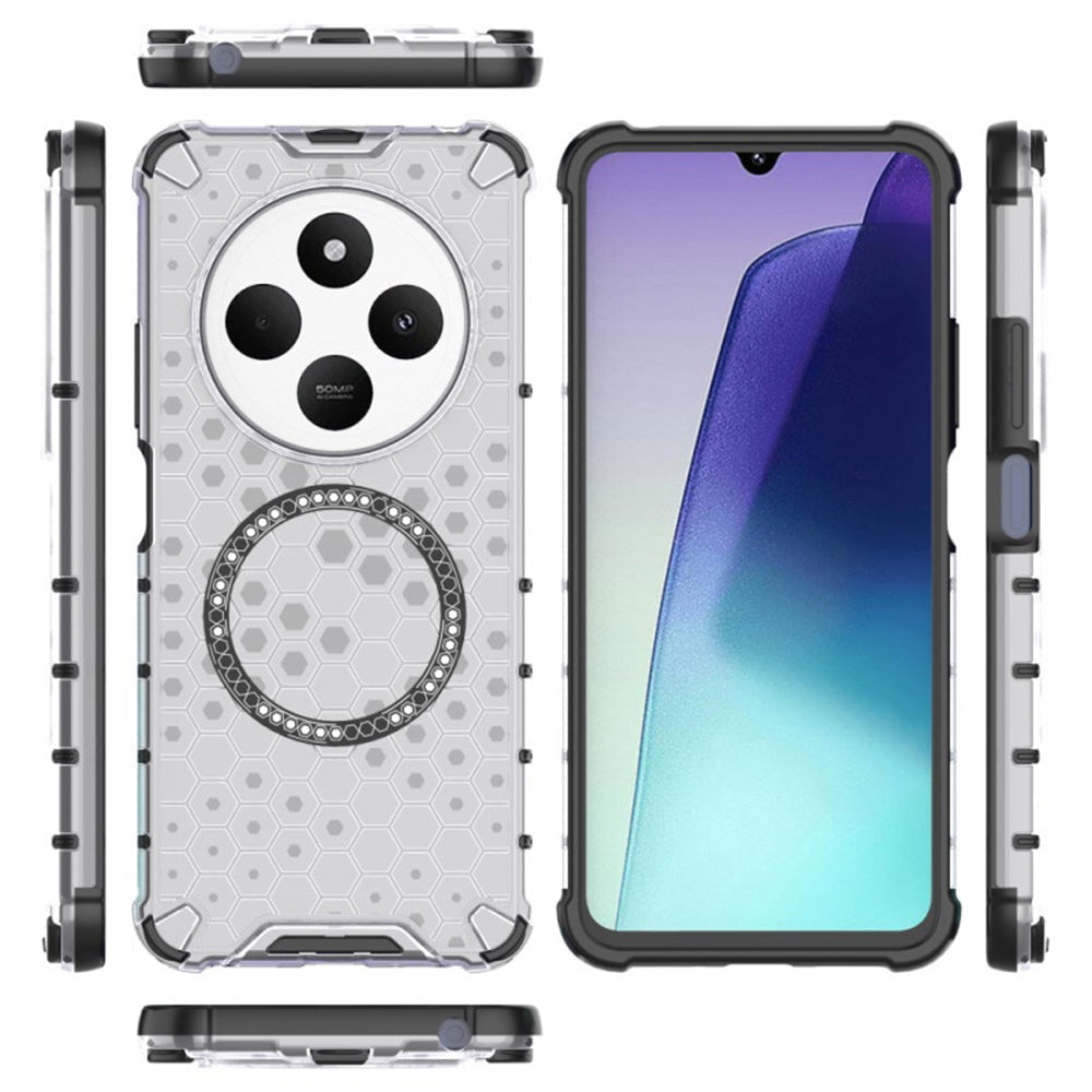 Funda MagSafe para Xiaomi Poco C75 / Redmi 14C, Techsuit, HoneyComb Shield, Blanca