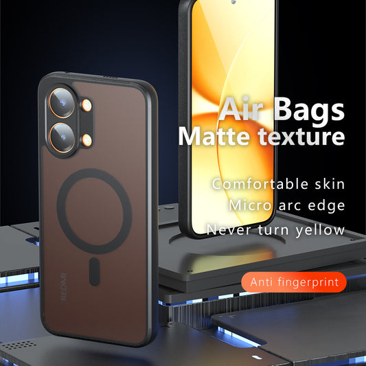 Funda MagSafe para Xiaomi Poco X8 Pro Max, Techsuit, PureFrost, Negra Satinada