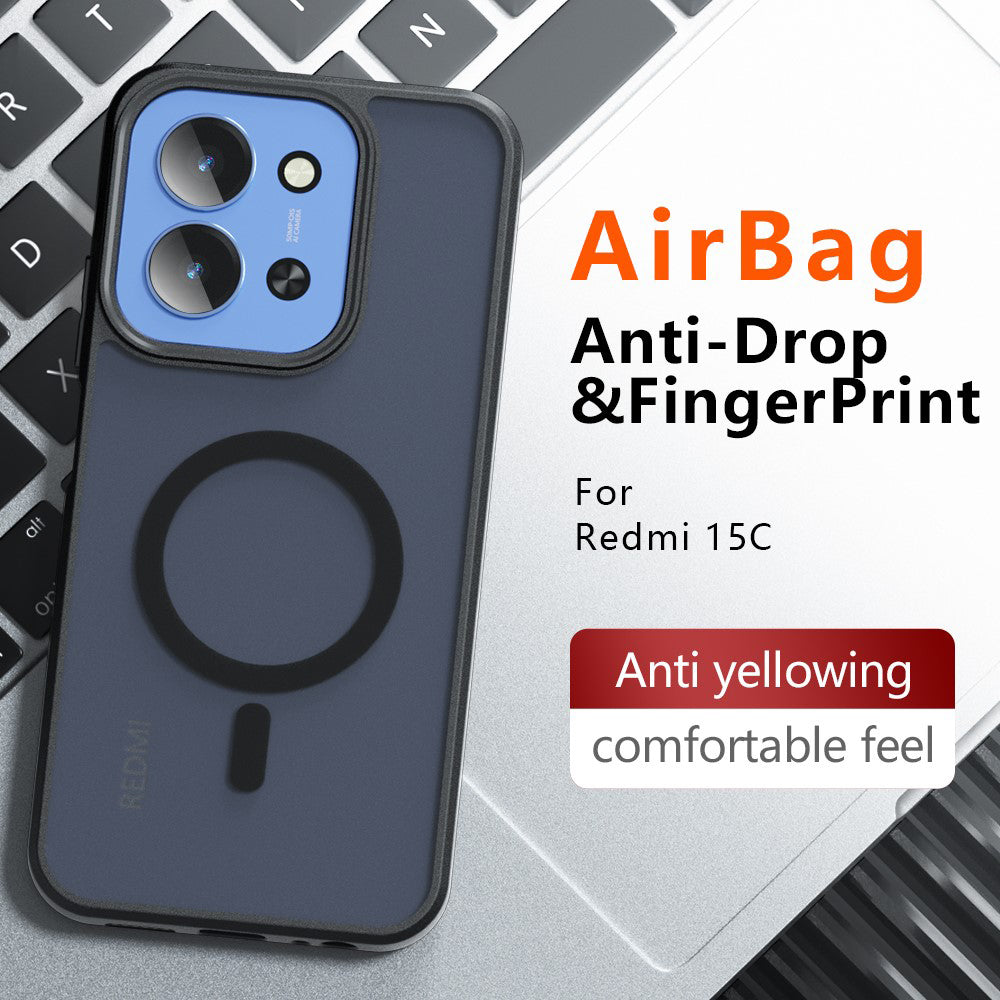 Funda MagSafe para Xiaomi Redmi 15C 5G / 15C 4G, Techsuit, PureFrost, Negra Satinada