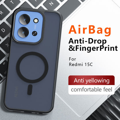 Funda MagSafe para Xiaomi Redmi 15C 5G / 15C 4G, Techsuit, PureFrost, Negra Satinada