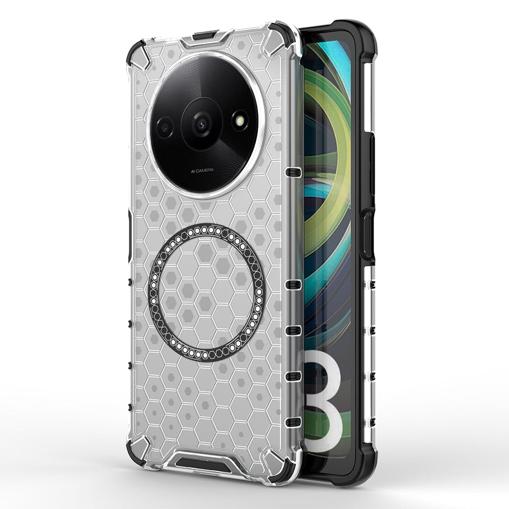 Funda MagSafe para Xiaomi Redmi A3x / A3, Techsuit, HoneyComb Shield, Blanca